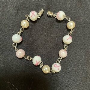 Pink Ribbon Beaded Bracelet